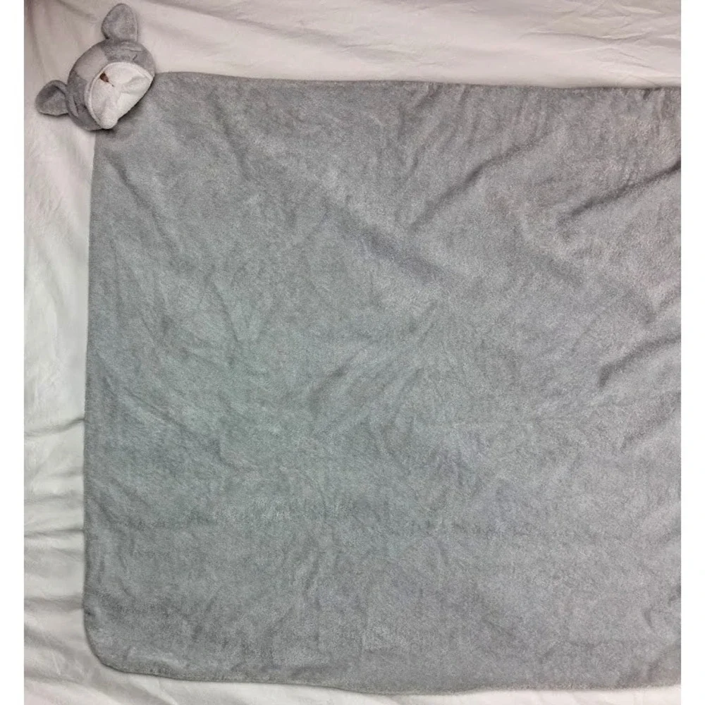 Angel Dear Gray Bulldog Baby Security Blanket Lovey BIG 26x26 Soft Unisex EUC